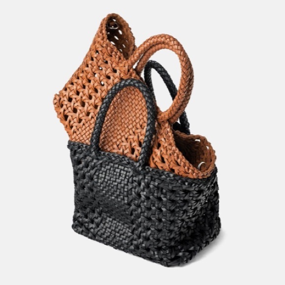 Zara black leather woven mini shopper - Picture 2 of 2